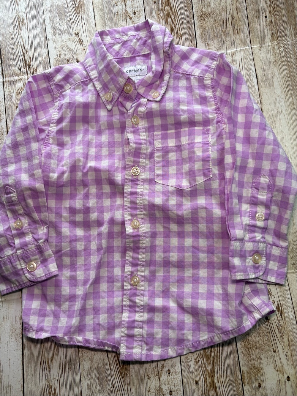 Carter's Lavender and White Gingham Button-Down Shirt